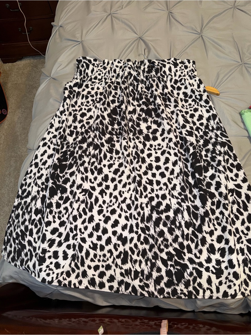 Leopard Print Midi Skirt in Black & White - Picture 5 of 6